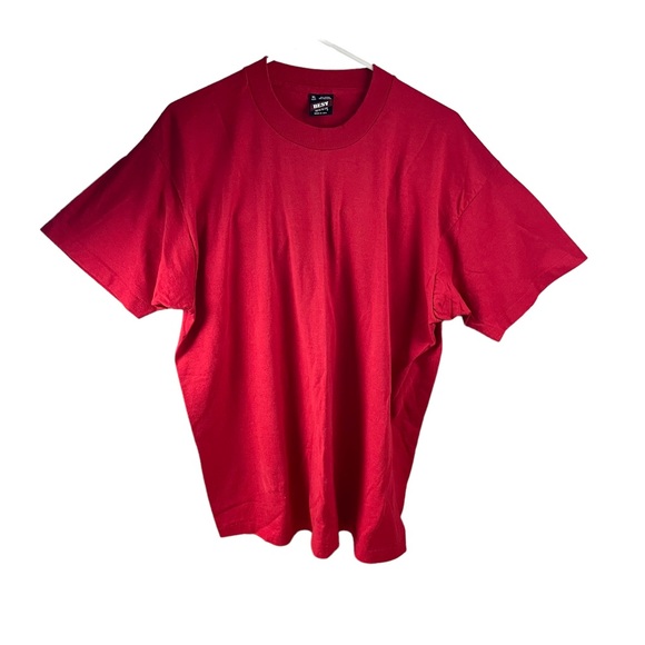 VTG Best Shirt Men's XL Red 50/50 Fruit Of The Loom Blank Single Stitch - Picture 2 of 5